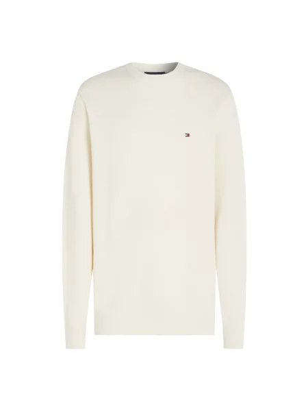 Sweter z dzianiny o kroju regular fit z czystej bawełny Tommy Hilfiger biały