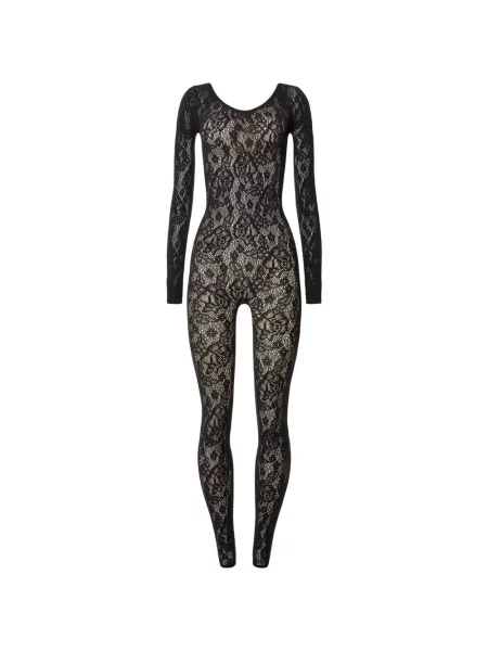 Salopetă Wolford cu model floral din dantelă negru