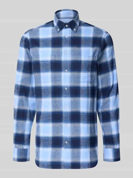 Koszula casualowa z flaneli z kołnierzykiem button-down Christian Berg Men granatowa