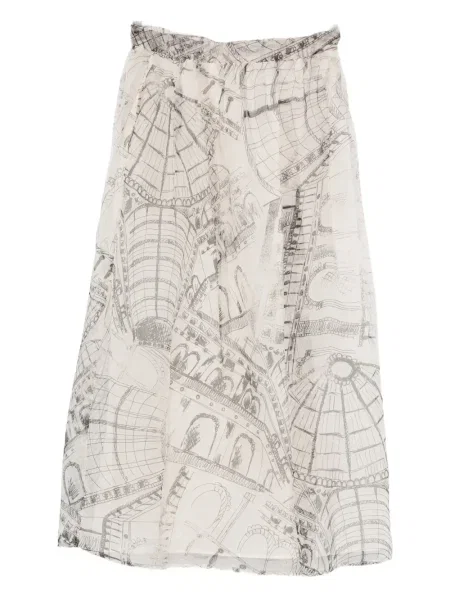 Jedwabna spódnica Paul & Joe z nadrukiem biała