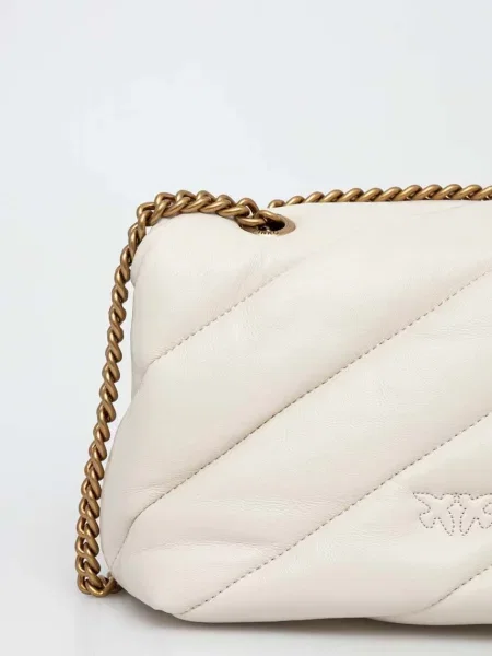 Pinko чанта crossbody дамска от кожа бяло