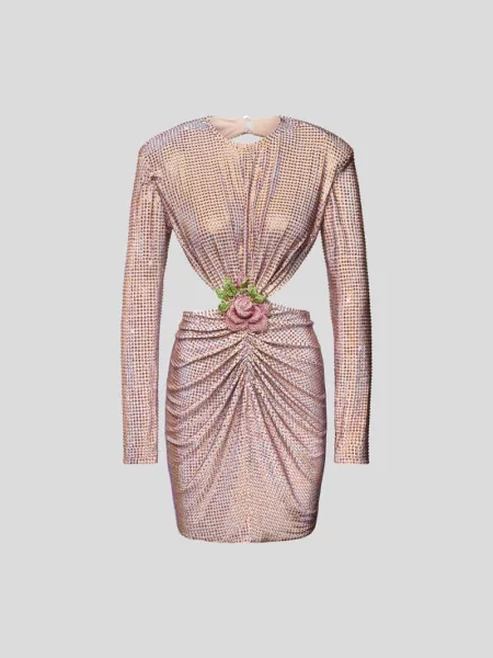 Sukienka koktajlowa z obszyciem ozdobnymi kamieniami New Arrivals By Ilkyaz Ozel fioletowa