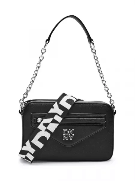 DKNY De piele geantă poștaș negru