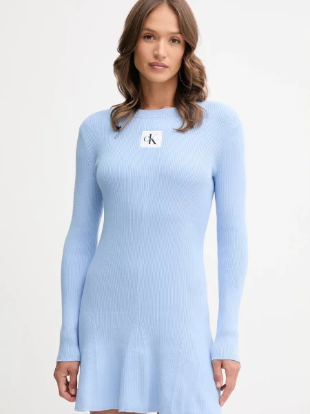 Calvin Klein Jeans sukienka mini rozkloszowana niebieski