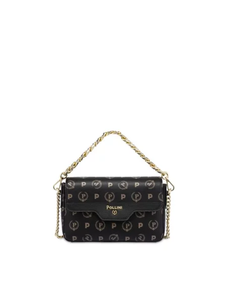 Torebka crossbody Pollini z logo czarna