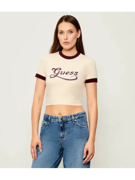 GUESS Tricou GLOSSY | Cropped Fit bej