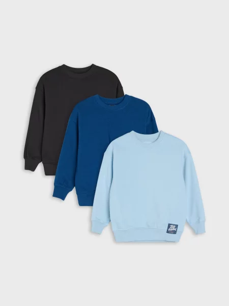 Sinsay Mikiny crewneck s podílem bavlny 3 pack vícebarevná