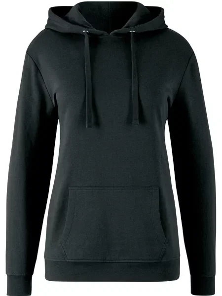 Bluza z kapturem z miękkiego materiału frotte czarna