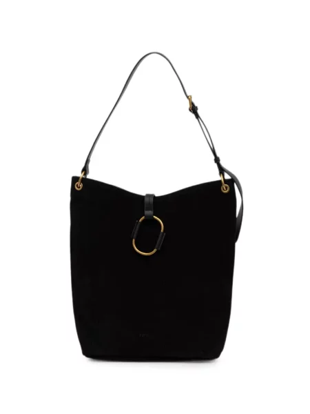 Geantă shopper Twinset din piele de căprioară negru
