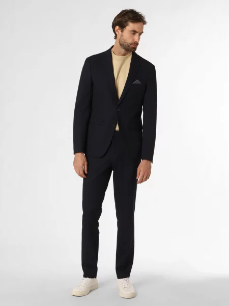 Finshley & Harding garnitur Mężczyźni Slim Fit jednolity 42 niebieski
