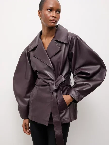 Answear.LAB kurtka skórzana LANI z kolekcji Unscripted bordowa