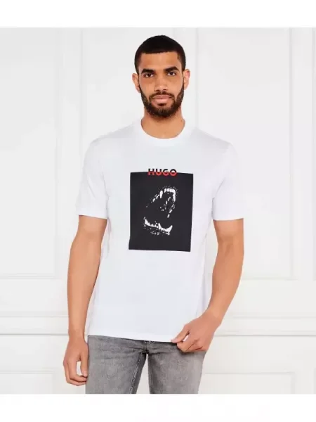HUGO Tricou Dobero alb