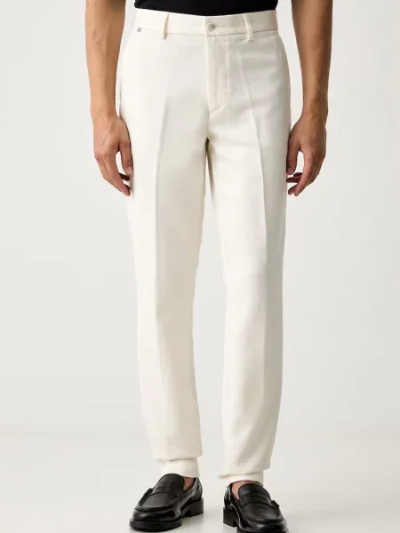 BOSS pantaloni de costum pentru bărbați cu lyocell bej