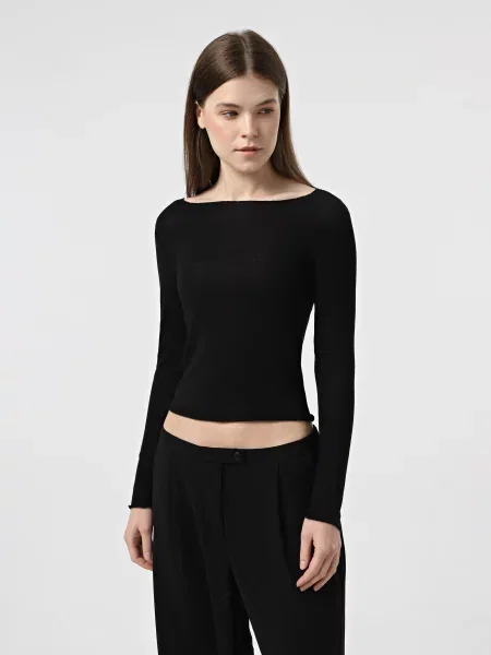 Лонгслів Only поліестер/віскоза чорний