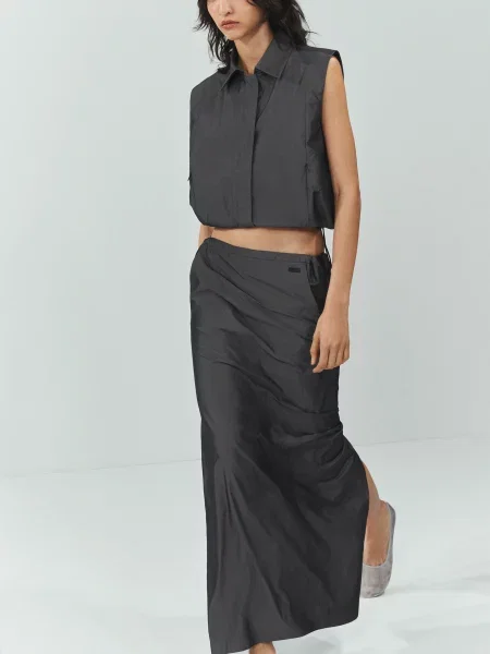 MANGO Спідниця максі сірий