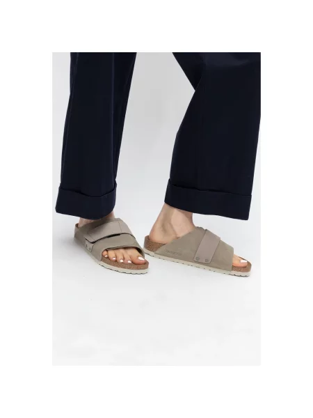 Klapki Birkenstock z nubuku szare