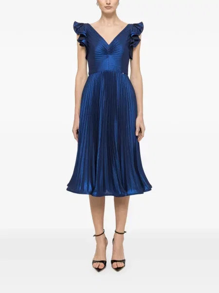 Rochie midi Nissa cu volane plisată de costum albastru
