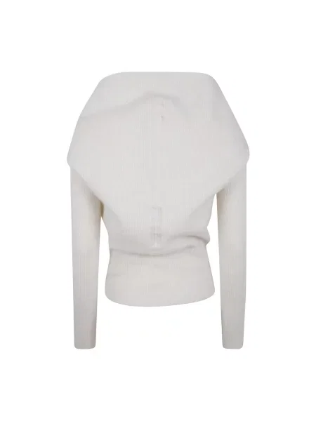 Sweter Rick Owens wełniany z odkrytymi ramionami biały