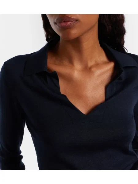 Tricou polo Khaite de mătase albastru