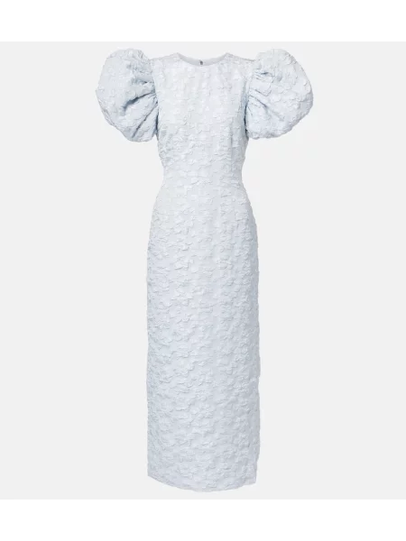 Midi obleka Rotate iz žakarda modra