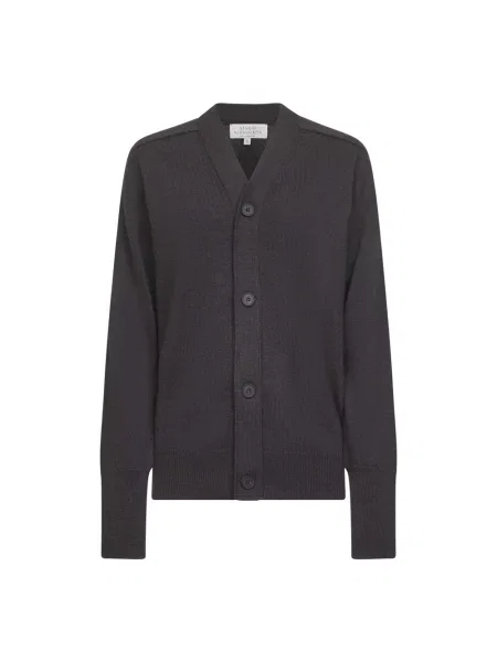 Sweter Studio Nicholson z dekoltem w serek brązowy