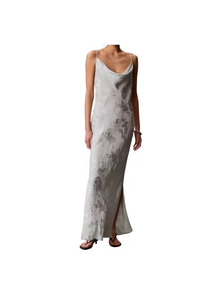Sukienka maxi Calvin Klein na ramiączkach szara