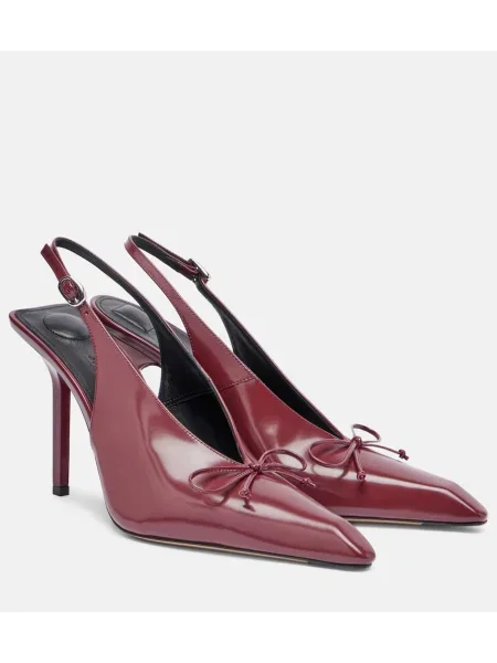 Usnjene salonarji Jacquemus z odprtimi petami bordo