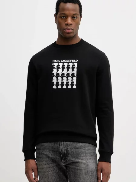 Karl Lagerfeld hanorac de negru cu imprimeu alb