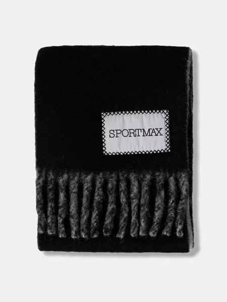 Sportmax fular cu lână TENUE uni negru