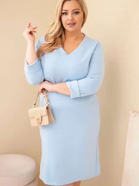 Rochie Kesi Włoski cu decolteu în V albastru