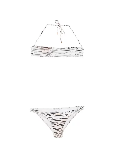 Bikini Balmain cu imagine cu dungi de tigru alb