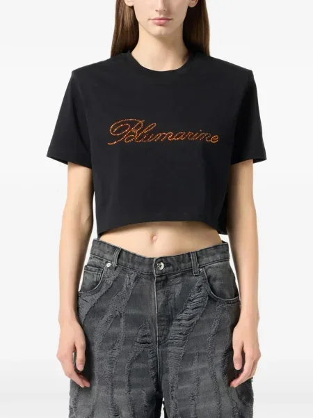 Tricou Blumarine cu imagine din jerseu negru