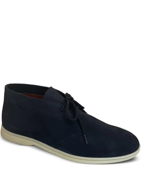 Botine Loro Piana cu șireturi din piele de căprioară albastru