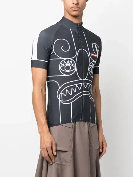 Cyklistika sportovní tričko Charles Jeffrey Loverboy s potiskem šedé