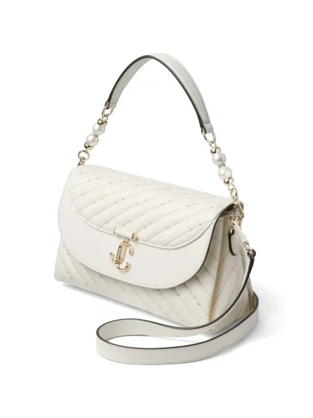 Matlasat top Jimmy Choo din piele alb
