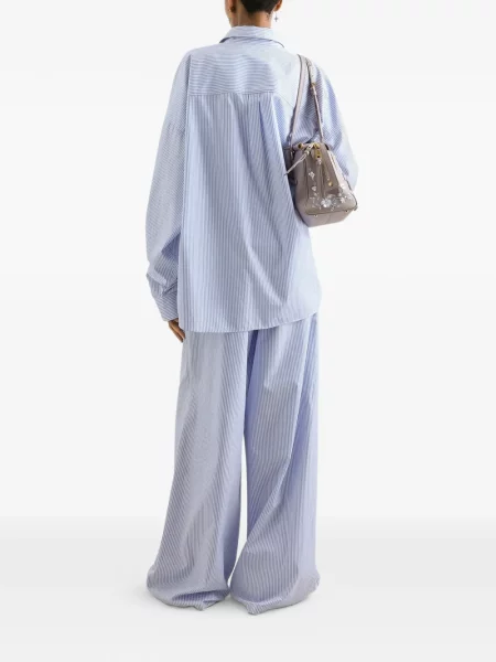 Pantaloni Dolce & Gabbana cu dungi din poplin albastru