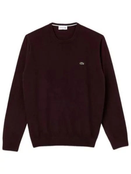 Sweter Lacoste wełniany z logo brązowy