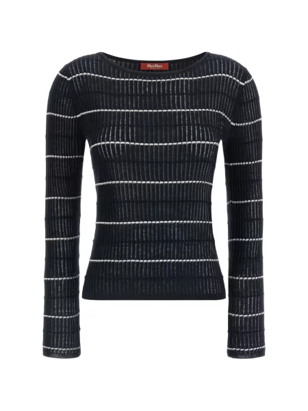 Pulover Max Mara cu dungi cu nervuri albastru