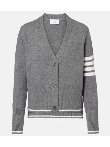 Cardigan Thom Browne de lână gri