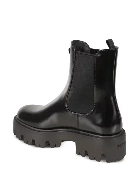 Cizme scurte Prada din piele chunky cu autograf negru
