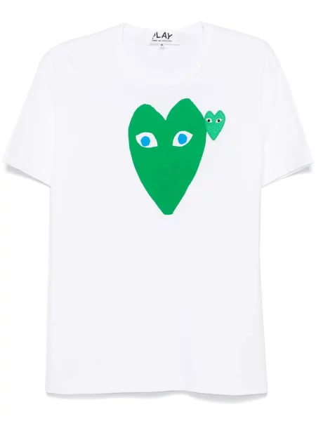 Tricou Comme Des Garcons Play cu imagine cu motiv cu inimi alb
