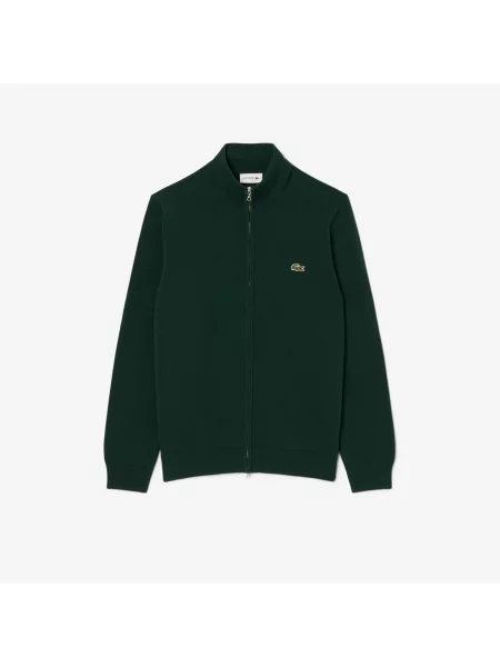 Lacoste Sweter Z Wysokim Kołnierzem I Zamkiem zielony