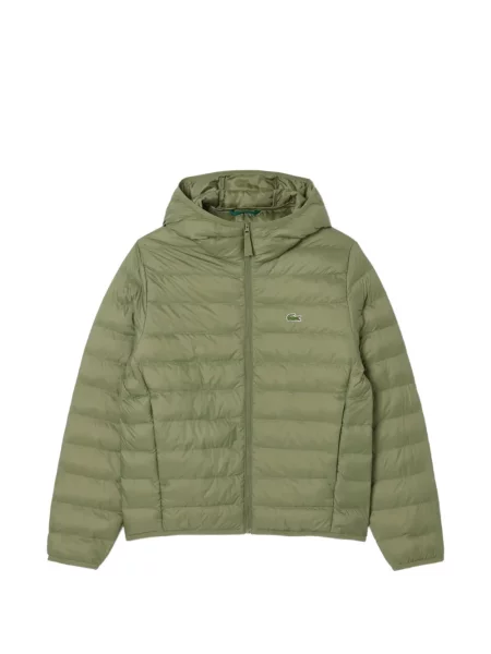 Geacă cu puf Lacoste cu glugă verde