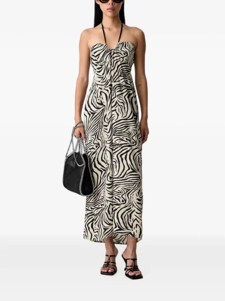 Rochie maxi Vicolo cu imagine cu model zebră cu gât halter