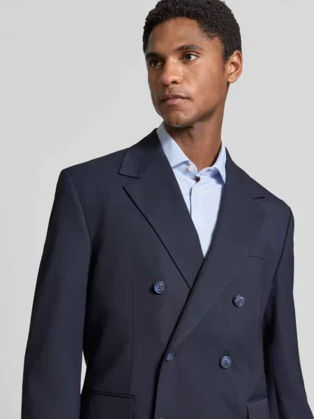 Marynarka garniturowa o kroju relaxed fit z dodatkiem model LIAM' Selected granatowa