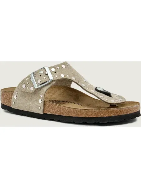 Bőr papucs Birkenstock hasítékkal szürke