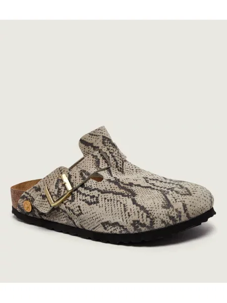 Birkenstock Mules încălțăminte Boston Rivet Logo | piele întoarsă | narrow fit gri