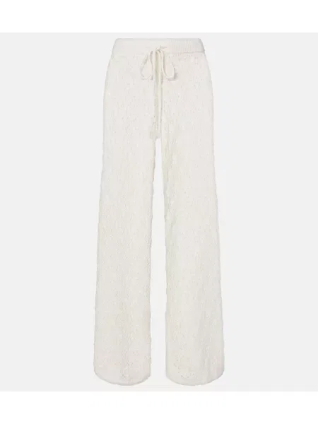 Pantaloni Faithfull cu picior lat alb