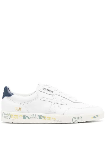 Sneakerși Premiata cu șireturi din piele alb
