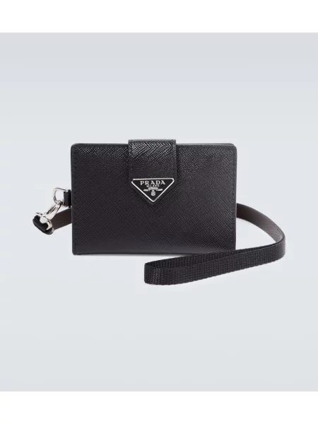 Usnjena denarnica Prada črna